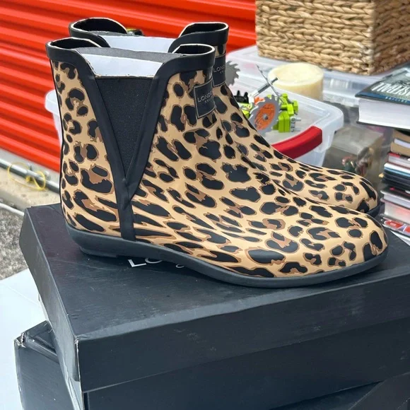 London Fog Piccadilly Leopard Ankle Rain Boots Women’s Size 9M - Picture 2 of 8